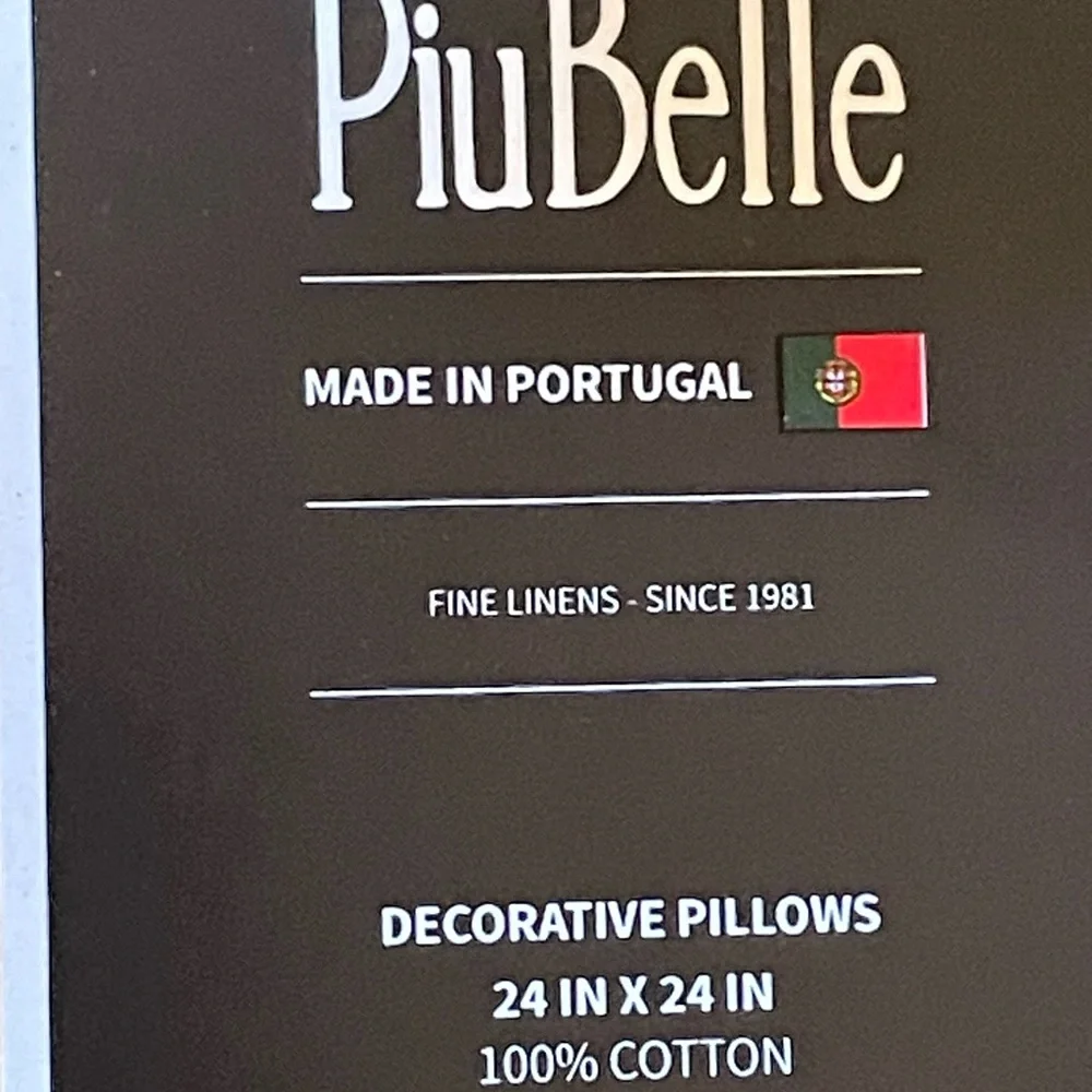 Piu Belle Portugal-Square Accent Pillow Tan, Grey, Ivory Stripes 24x24” NWT
